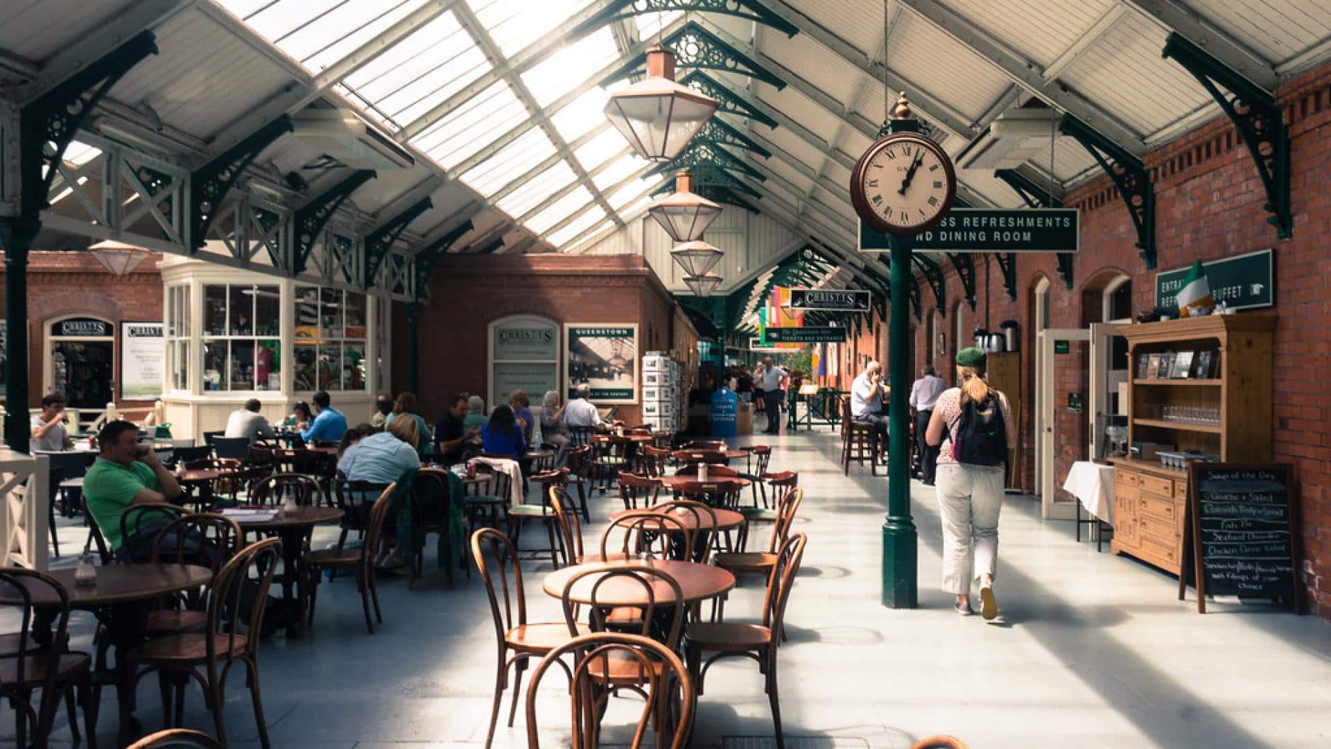 Visitors at the Cobh Heritage Centre cafe under the iron and glass roof